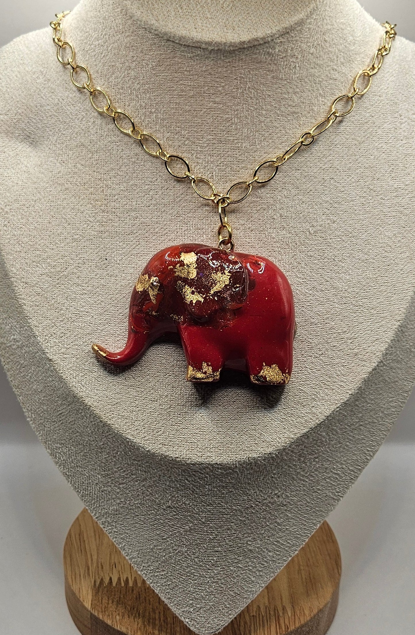 Lucky Elephant Pendant - Red